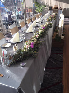 Large Silver Satin Table Overlay