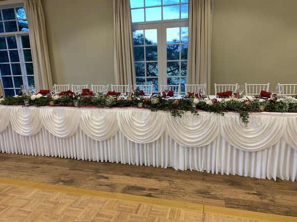 6m White Satin Table Skirting HIRE