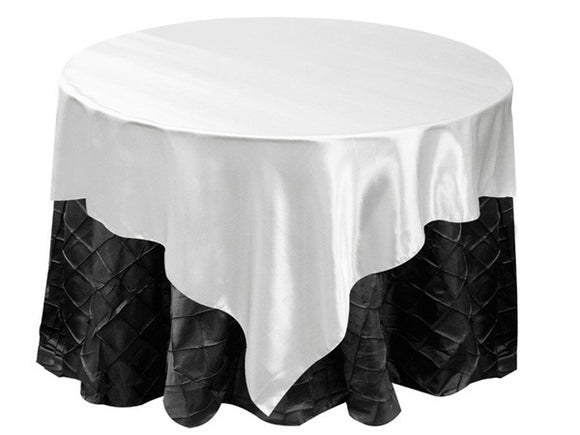 Small White Satin Table Overlay HIRE