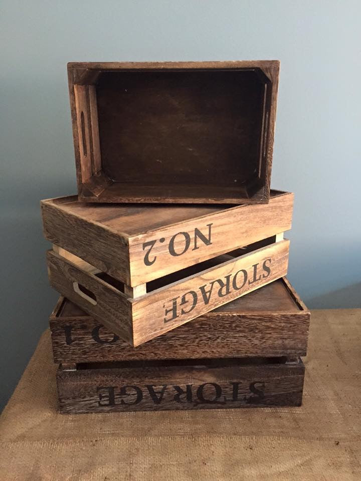 10 x Wooden Rectangle Crates HIRE