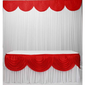 3m Satin Table Skirt with 3m Red Swag