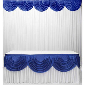 3m Satin Table Skirt with 3m Blue Swag