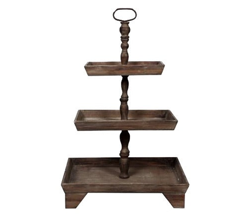 Large Rustic 3 Tiered Wooden Cake Stand