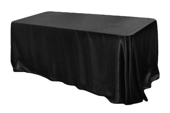 Black Satin Rectangle Table Overlay HIRE
