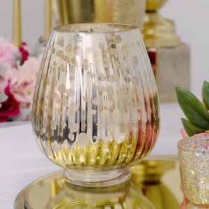 Gold Glass Crackle Hurricane Vase