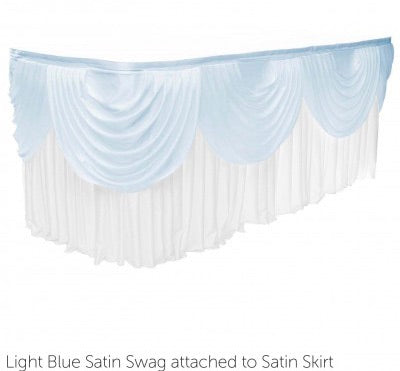 3m Satin Table Skirt with 3m Blue Swag