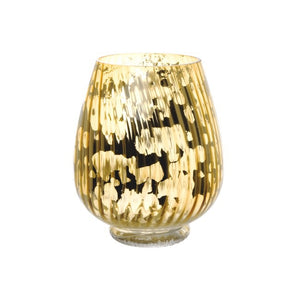 Gold Glass Crackle Hurricane Vase