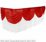 3m Satin Table Skirt with 3m Red Swag