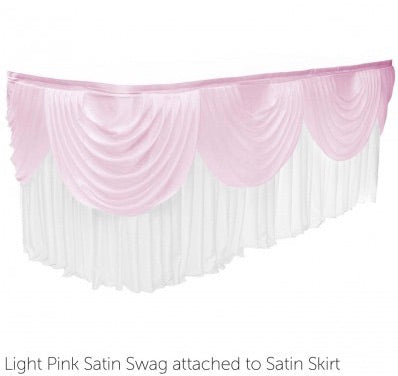 3m Satin Table Skirt with 3m Pink Swag
