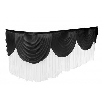3m Satin Table Skirt with 3m Black Swag