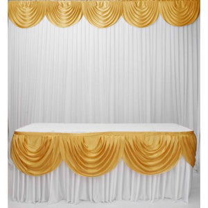 3m Satin Table Skirt with 3m w/Gold or Silver Swag