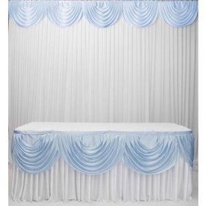 3m Satin Table Skirt with 3m Blue Swag